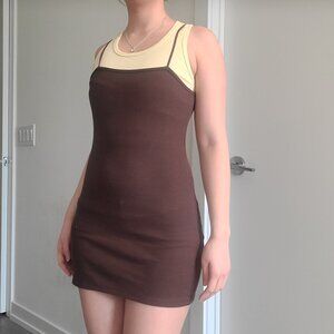Brown Mini Bodycon Tank Dress